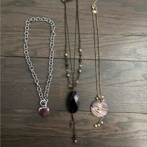 LIA SOPHIA Womens Multi-Necklace Set with Black Pendant and Shell Disc